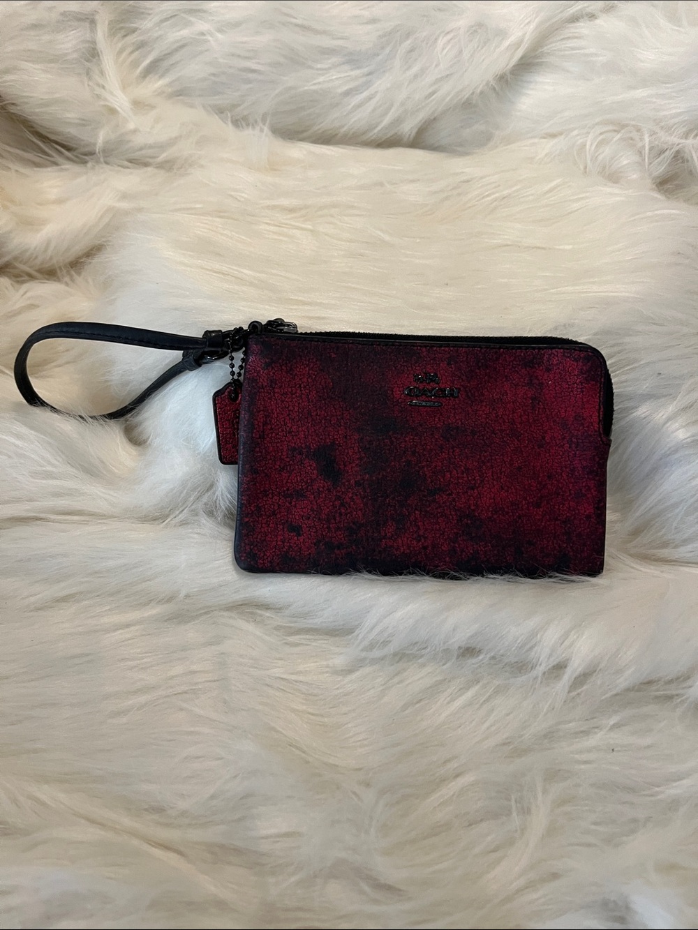 Coach Metallic Red and Black Wristlet